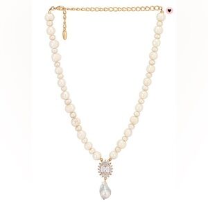 Ettika Pearl Necklace with Pendant, Gold contrast - New